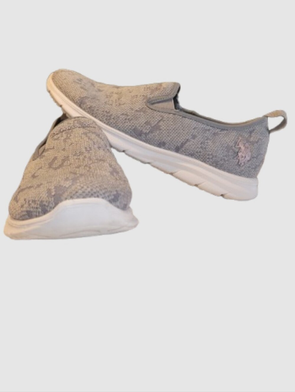 U.S. Polo Assn. Women's Slip On Sneakers Size 8.5 Grey Knit Walking Shoes